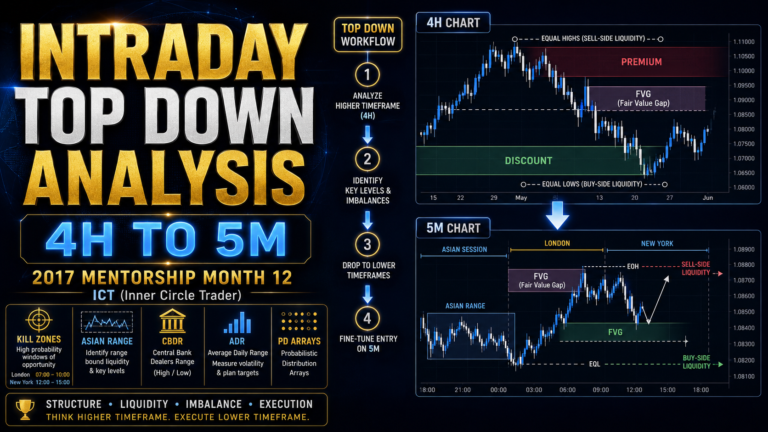 Intraday Top Down Analysis: The ICT Four-Hour-to-Five-Minute Framework